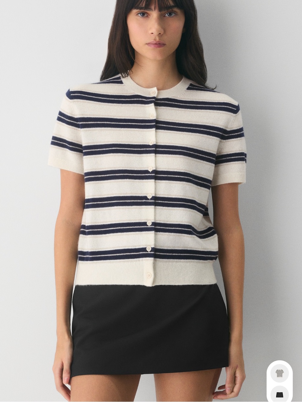 Aritzia Bare Cashmere Shortsleeve Crew Cardigan - M